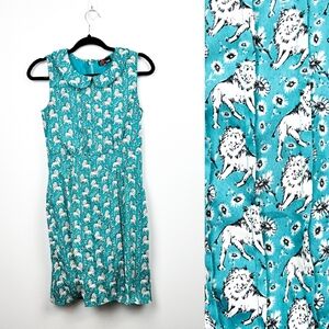 Yumi UK Blue & White Lion Patterned Dress